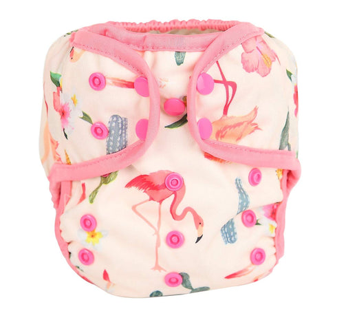 One Size Cloth Diaper Cover Snap With Double Gusset (Flamingo)...