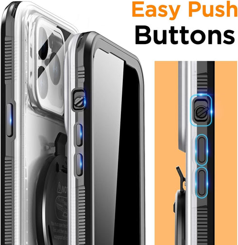 AICase Self-Check Waterproof Phone Case for iPhone 13 Pro, Underwater Touchscreen Water Proof Dustproof Snowproof Diving Phone Case Built-in Scree...
