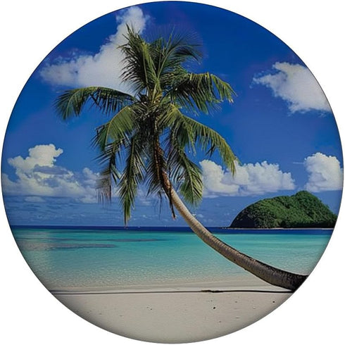 Tropical Beach Palm Tree Ocean PopSockets Standard PopGrip...