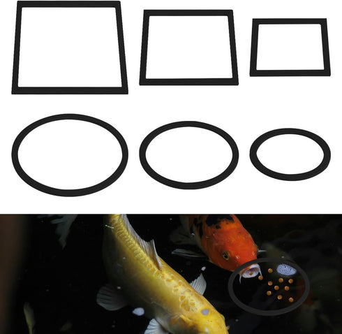 6pcs Fish Feeding Rings, Aquarium Floating Plant Rings, Round & Square Fish Feeder Rings Floating Plant Corral Fish Tank Plant Ring for Bettas, Go...