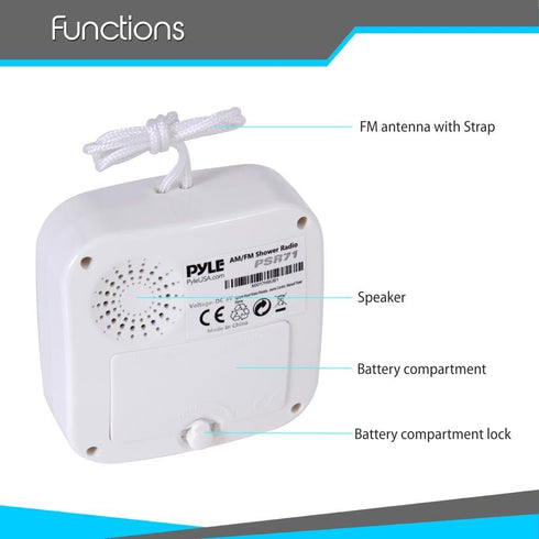 Shower Radio Waterproof Portable Speakers - Portable Shower Bath Accessories - Water Resistant Mini AM/FM Radio with Hanging Strap - Rotary Volume...