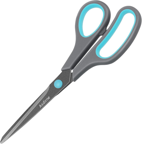 Teflon Coating Scissors, Stainless Steel Blades, Soft Grip Handle, Suitable for Households,Offices and Schools, All Purpose, Blue/Grey, 21.5 cm...
