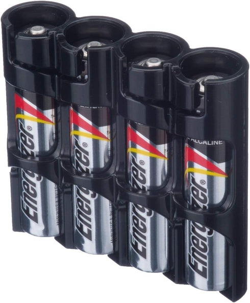 by Powerpax Slimline AAA Battery Storage Caddy, Black, Holds 4 Batteries (Not Included)...