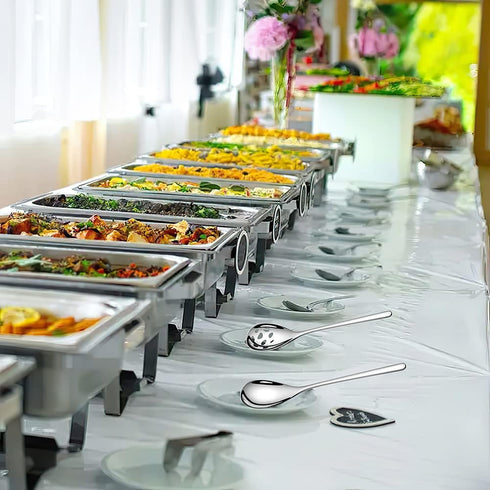 6-Piece Serving Spoons Set,Stainless Steel Serving Tablespoons,Serving Spoons x 3, Slotted Spoons x 3,9.4 Inches Large Serving Spoon for Buffet Pa...