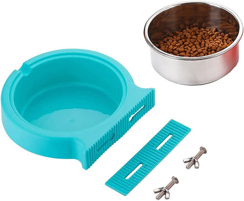 Crate Dog Cat Bowls, Removable Stainless Steel Hanging Pet Cage Bowls for Kennel, Crate Food Water Feeder Bowls with Bolt Holder for Cat, Puppy, R...