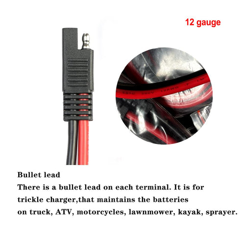 5 Pack 12 Gauge 2 Pin Quick Disconnect Polarized Wire Harness SAE Connector Bullet Lead Cable for Motorcycle Boat Car Tractor - 12in Red and Black...