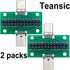 2 Pcs USB 3.1 Type-C Male to Female Test Board with PCB Board 24 Pins 2.54 mm Double-Sided Socket with pin Header Connector for Date Line Wire Cab...