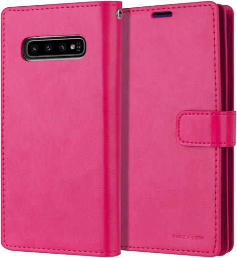 GOOSPERY Mansoor Wallet for Samsung Galaxy S10 Plus Case (2019) Double Sided Card Holder Flip Cover - Hot Pink...