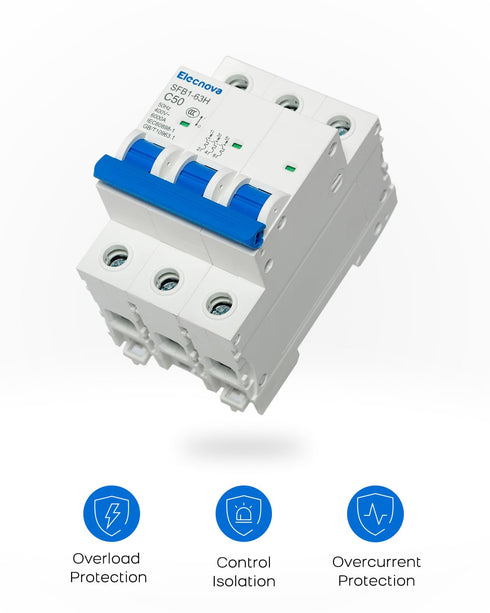 6-63A Miniature Circuit Breaker, AC 3 Pole 400V, DIN Rail Mounted 40 amp Breaker, Overload, Short-Circuit Protection, 110V / 120V Available, MCB...