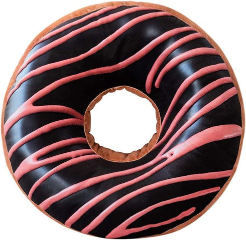HYSEAS Round Throw Pillow 14 Inch Chocolate Pink Donut, 3D Digital Print Decorative Comfortable Soft Plush Funny Food Shaped Pillow Light Weight S...