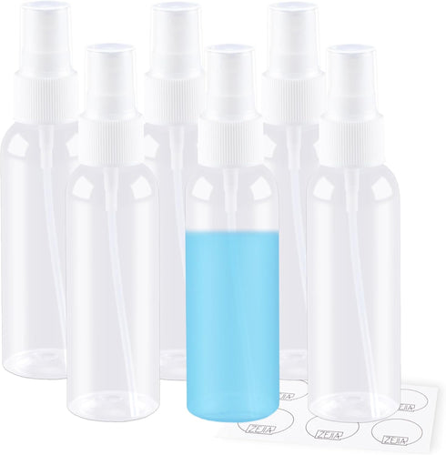 ZEJIA Small Spray Bottle 2OZ, Plastic Travel Spray Bottle, Refillable Mini Spray Bottle for Face, Liquids, Perfume, with Labels (6 Pack)...