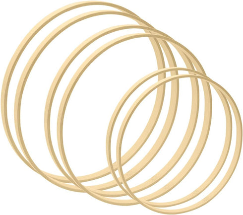 Worown 6 Pack 3 Sizes (8, 10 & 12 Inch) Bamboo Floral Hoops, Wooden Wreath Rings for Making Wedding Wreath Decor and Wall Hanging Crafts...
