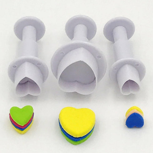 Heart Shaped Plunger Cutter Molds Fondant Sugarcraft Cake Cupcake Toppers Decorating Tool DIY Mold, 3-Pack...