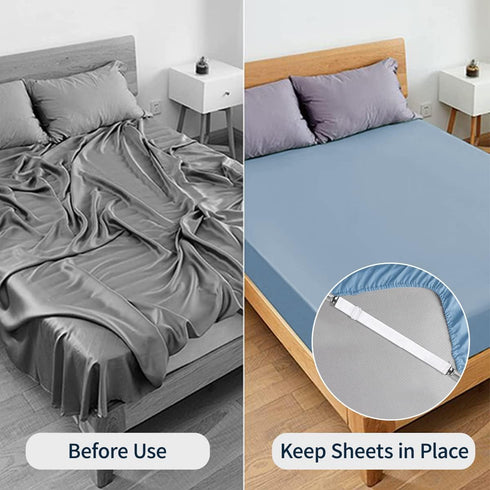 Bed Sheet Fasteners, Sopito 4pcs Adjustable Elastic Sheet Straps Heavy Duty Bed Sheet Grippers Suspenders for Mattresses Fitted Sheets Flat Sheets...