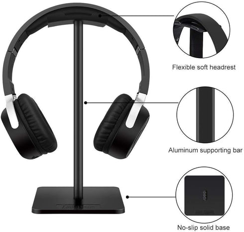 Link Dream Headphone Stand Headset Holder- Gaming Headset Holder with Aluminum Supporting Bar Flexible Headrest Anti-Slip Earphone Stand for All H...