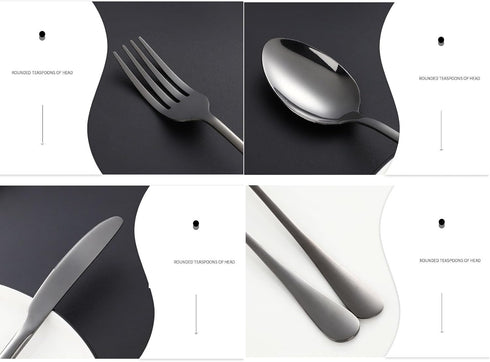 Portable Stainless Steel Flatware Set, Travel Camping Cutlery, Portable Utensil Silverware Dinnerware Set with a Waterproof Case (Black)...