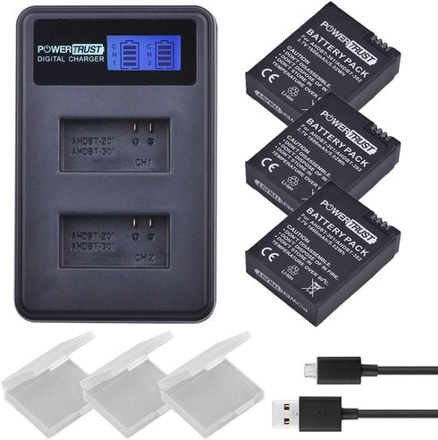 3Pcs 3.7V 1600mAh AHDBT-301 Battery for GoPro Hero3 AHDBT301 AHDBT-302 AHDBT-201 Li-ion Camera Battery and LCD USB Dual Charger...