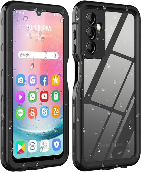 Design for Samsung Galxy A24 Case Waterproof, Dust Proof Full Body Shockproof Case for Galaxy A24 4G Case with Screen Protector (Black)...