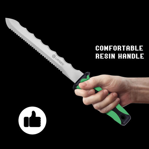 Stainless Steel Garden Knife with 11" Blade with New Handle, Double Side Utility Sod Cutter Lawn Repair Garden Knife with Nylon Sheath (GREEN)...