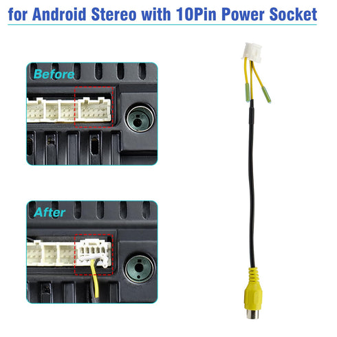 10Pin RCA Wiring Harness Connector for Android Car Stereo Radio Backup Camera RCA Video Input Adapter Replacement Cable...