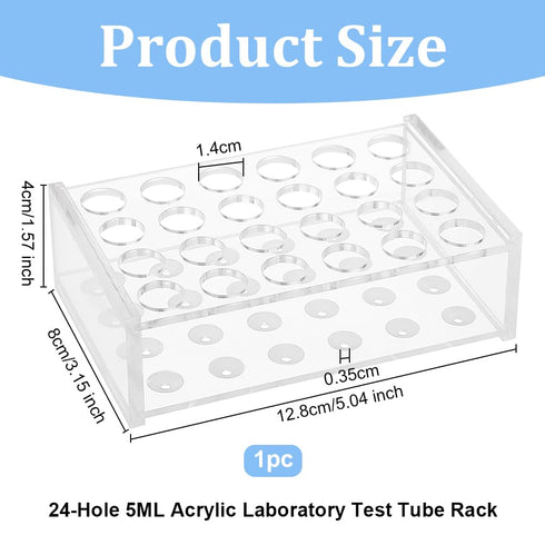 OLYCRAFT 24 Sockets Acrylic Clear Test Tube Rack Transparent Acrylic Test Holder Rack Centrifuge Tube Holder Labortory Display Stands for 5ml Test...