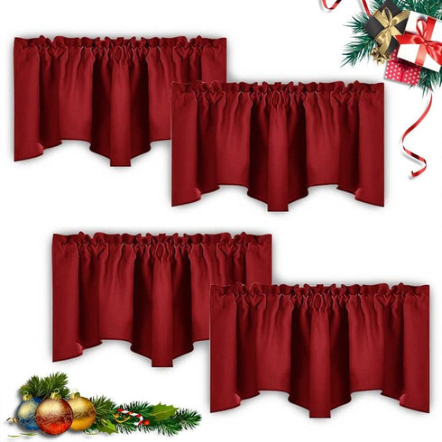 NICETOWN Burgundy Red Blackout Valances, Thermal Insulated Elegant W52 x L18 Scalloped Rod Pocket Curtains Small Window Treatment Tiers Home Decor...