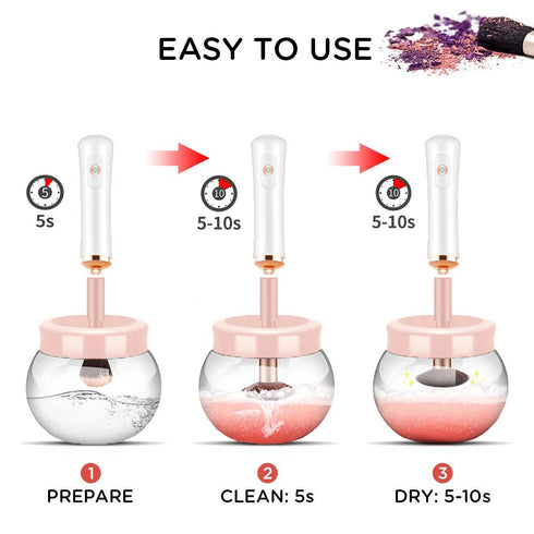 Makeup Brush Cleaner and Dryer Machine, YOYEWA Electric Cosmetic Automatic Brush Spinner with 8 Size Rubber Collars, Wash and Dry in Seconds, Deep...
