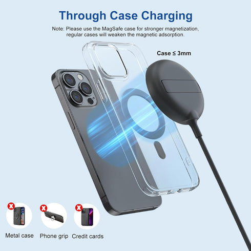 15W Magnetic Wireless Charger for iPhone 15/15 Plus/15 Pro/15 Pro Max/14/13/12, Airpods Pro 3/2, Magsafe Wireless Fast Charging Kickstand for Sams...