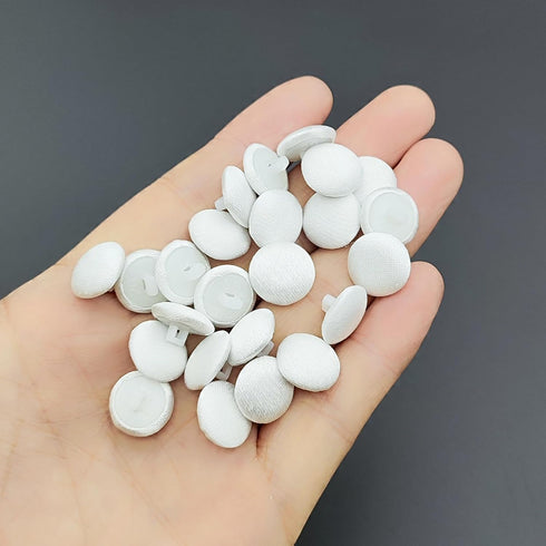 30PC Ivory 12.5mm Satin Fabric Cloth Covered Buttons with Shank Round Buttons for Wedding Bridal Dress Buttons DIY Sewing Clothing Dress Handmade ...