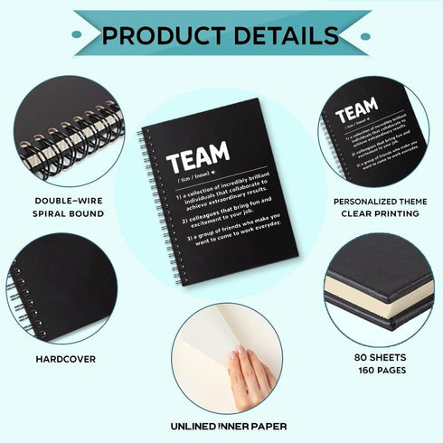 Team Definition 160 Blank Pages Spiral Notebook, Funny Team Work Notebook Gift for Coworker, Dream Team Gifts for Colleague, Team Member Gift, New...