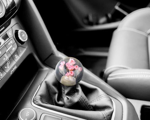 EZAUTOWRAP Flower Pink Auto Car Shift Knob Round Ball Weighted Manual Gear Stick Shifter Adapter JDM Universal...