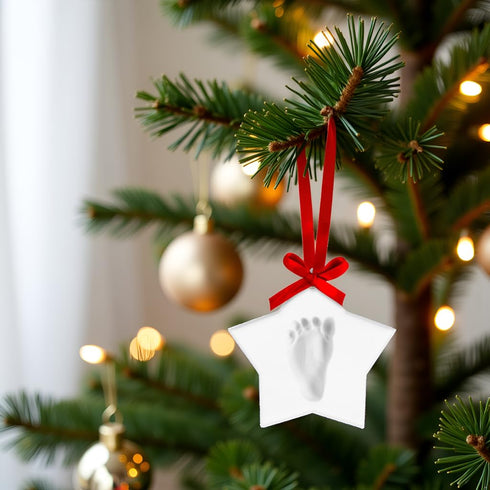 Star Baby's Print Christmas Ornament, White...