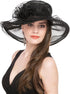 Lucky Leaf Women Kentucky Derby Church Cap Wide Brim Summer Sun Hat for Party Wedding (New Black)...