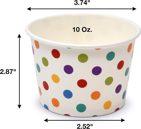 Gift Boutique 48 Count Colorful Polka Dot Treat Snack Cups 10oz Disposable Paper Cup Ice Cream Dessert Ices Bowls For Frozen Cupcakes Party Suppli...