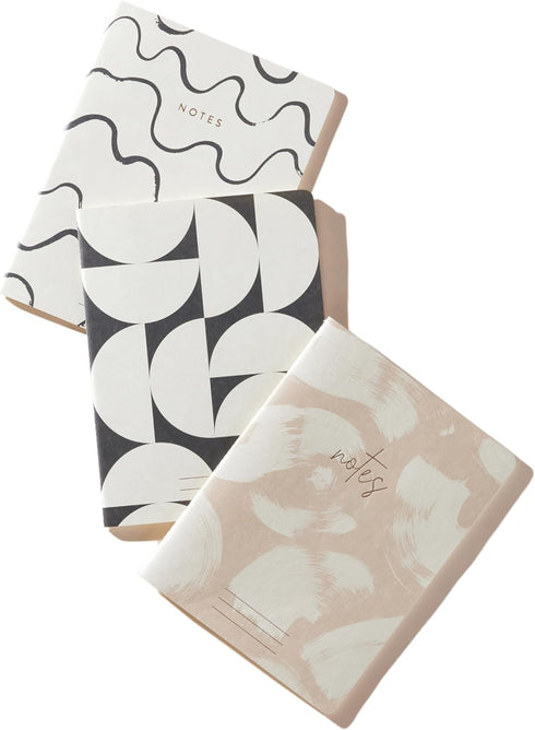 DesignWorks Ink Set Of 3 Coordinate Saddle Stitched Flex Notebooks, 6" X 8", Naturals...