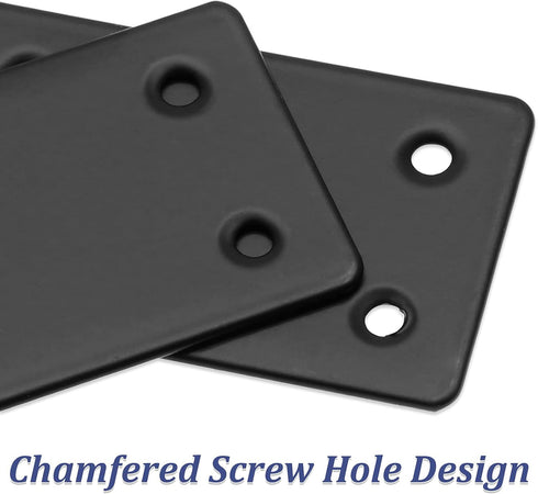 8Pcs Flat Straight Brace Brackets Stainless Steel, Black Fixing Mending Joining Plates Shelf Support Repair Plate for Furniture, Shelves, Cabinet ...