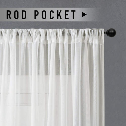 MRTREES Sheer 34 x 24 in Curtain Tiers Off White Bathroom Short Sheer Voile Cafe Rod Pocket 2 Panels Half Window Curtains...