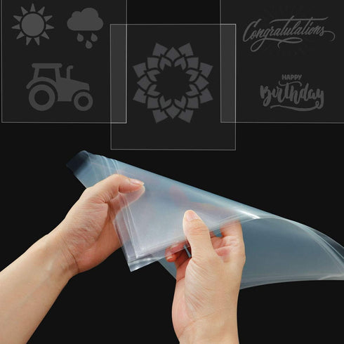 15 Pieces 6 mil Blank Stencil Sheets, 12 x 12 Inch Clear Blank Material Mylar Templates, Square Blank Stencil Template for Cricut Vinyl Cutting Ma...