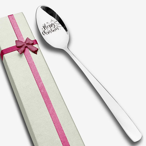Merry Christmas Spoon Engraved Stainless Steel for Women Men Friends, Best Teaspoon Coffee Spoons Holiday Spoon Christmas Housewarming Gifts...