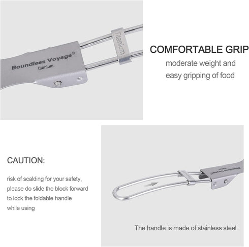 iBasingo Titanium Spork Spoon Fork Knife with Folding Handle Ultralight Dinnerware Utensils for Camping Outdoor Picnic Hiking Travel Home use...