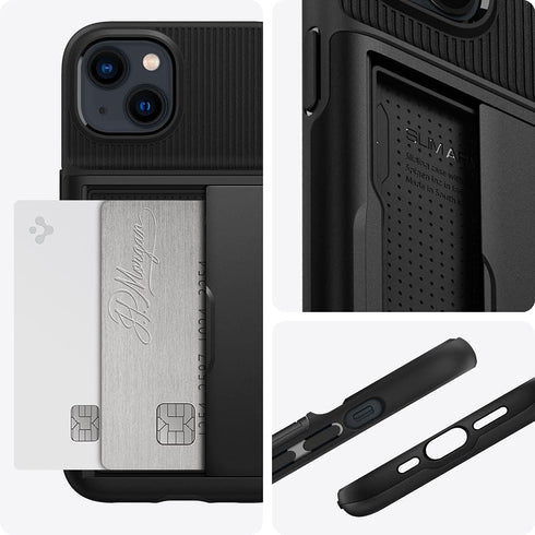Spigen Slim Armor CS Case Compatible with iPhone 13 Card Slot - Black...
