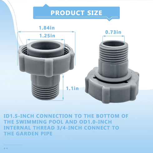 Swimming Pool Drain adapter Fitting Connects Fit for Coleman Pools,for Coleman P6A1420,P6D1420 Pools drain hose adapter 1.5-Inch ?2 Pack?...