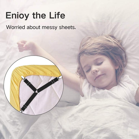 Foloda Sheet Holders, 4 pcs Adjustable Bed Sheet Straps, Fitted Sheet Holder Clips Fasteners Suspenders Gripper Locker Scrunchie for Bed Mattress ...