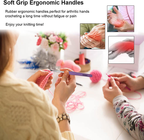 Weabetfu Large Size 6.5mm(K)/7.0mm/8.0mm(L)/9.0mm(M)/10.0mm(N/P) Crochet Hooks,Extra Long Crochet Hook for Arthritic Hands,Ergonomic Grip Soft Han...