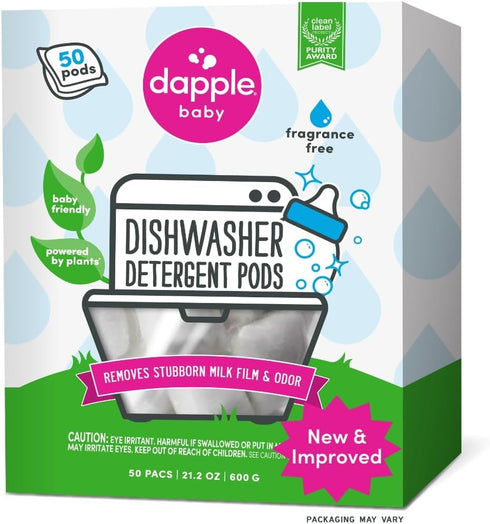 Dapple Baby Dishwasher Pacs, Hypoallergenic Dishwasher Pods Powered by Plants, Removes Milk Residue & Odor on Dishes, Baby Bottles & Kitchenware, ...