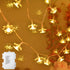echosari Flower String Lights Battery Operated, 158" Lotus Flower Fairy Lights with Auto Timer 8 Modes, Soft Rubber Flowers String Lights Waterpro...