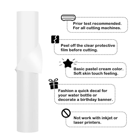 TECKWRAP 001 Vinyl Matte Permanent Adhesive Vinyl for Craft Decal Projects 12" x 10ft, Matte Coconut White...