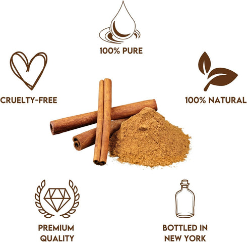 Premium Cinnamon Oil 4 Fl Oz with Huge Dropper and Sprayer - 100% Pure, Natural & Therapeutic - Cleaning, DIY Soap, Diffuser, Aromatherapy, Garden...