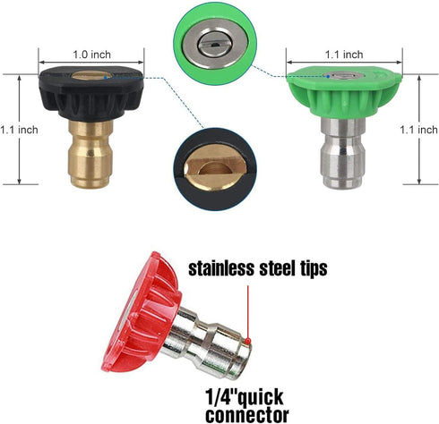7 Pack Pressure Washer Spray Nozzle Tips Multiple Degrees, 14Inch Quick Connect, 2.5 GPM, Rated Up to 4500 PSI...