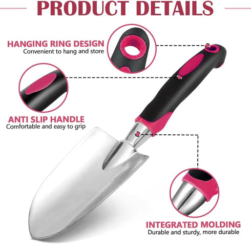 Garden Shovel - NEWGF Heavy-Duty Manganese Steel Super Garden Hand Trowels-Dig, Shovel and Plant -Black/Red...